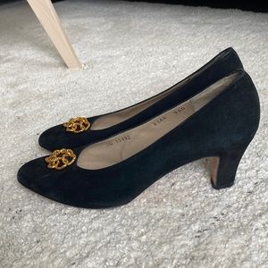 Salvatore Ferragamo Black Suede Heels
